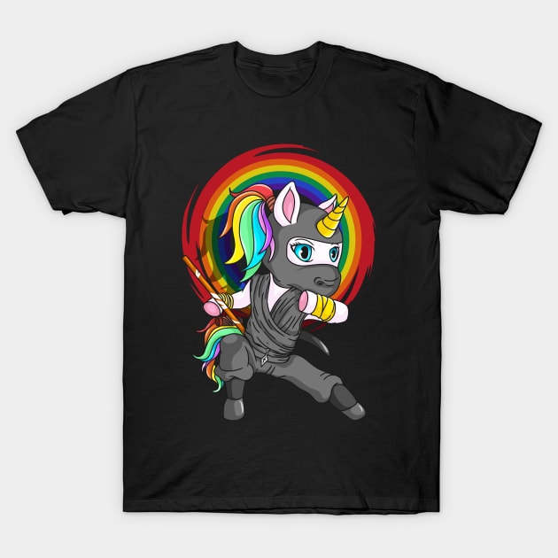 Unicorn Ninja Karate Japanese Kawaii Kung Fu MMA T-Shirt by E